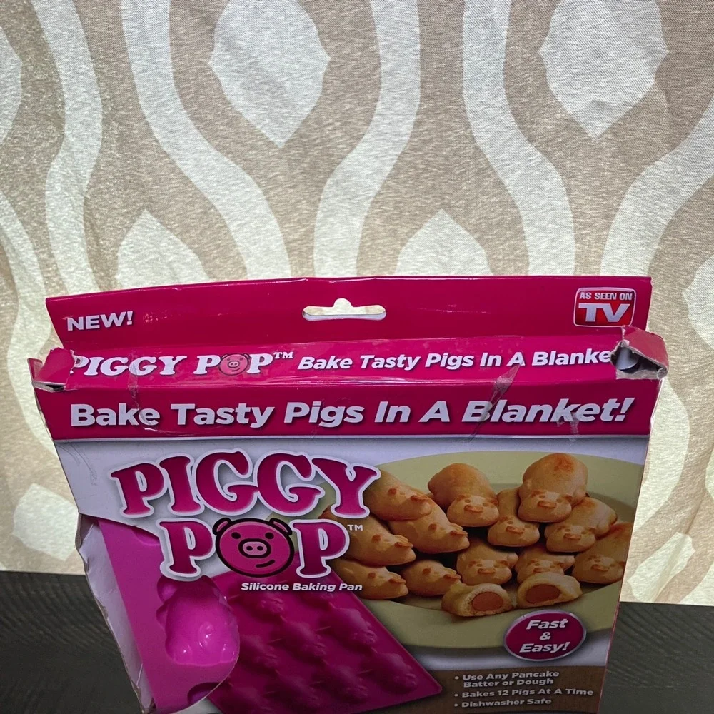 Piggy Pop Silicone Baking Pan BPA Free Makes 12 Pigs In A Blanket New Fun